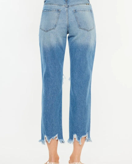 Kancan Distressed Frayed Hem Cropped Jeans - Sleekdenim.com