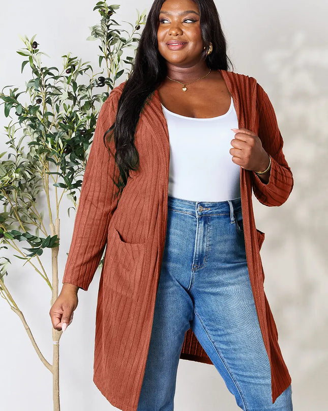 Basic Bae Full Size Hooded Sweater Cardigan - Sleekdenim.com