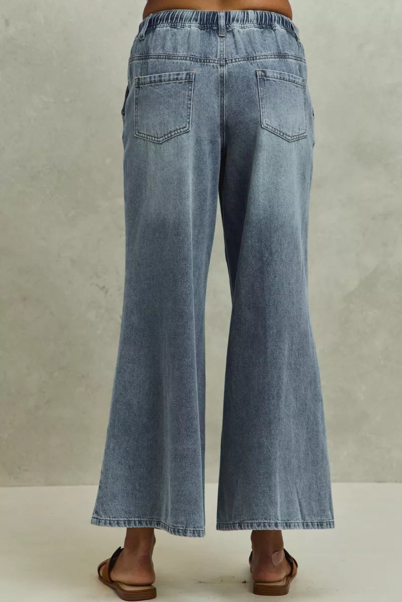 SO ME Mid Rise Elastic Waist Flare Denim Jeans - Image 3