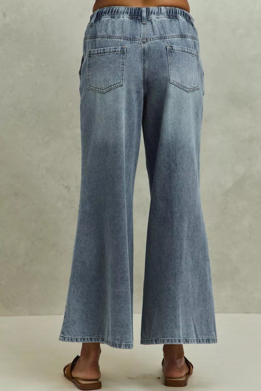 SO ME Mid Rise Elastic Waist Flare Denim Jeans - Image 3