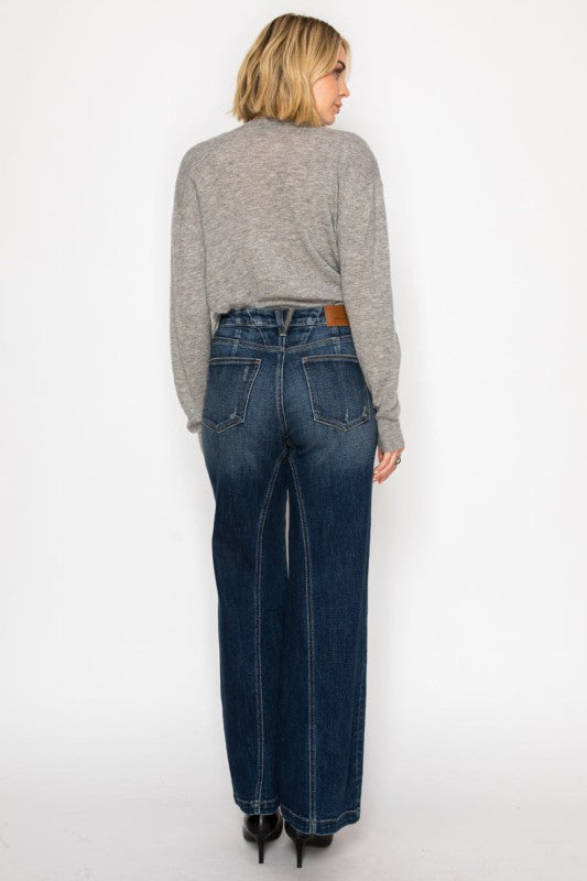 HYBRID STRETCH RIPPED RELAXED FLARE JEANS - Sleekdenim.com