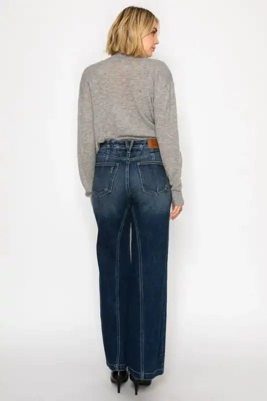 HYBRID STRETCH RIPPED RELAXED FLARE JEANS - Sleekdenim.com