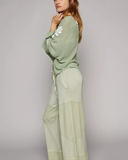 POL Elastic Waistband Wide Leg Pants with Drawstring - Sleekdenim.com