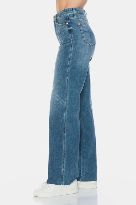 Judy Blue High Waist Tummy Control Raw Hem Straight Leg | Sleekdenim.com