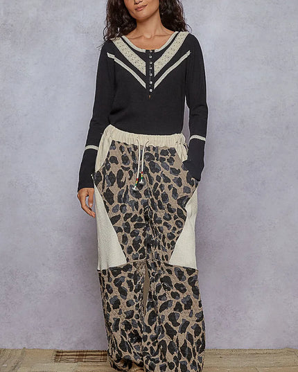 POL Ribbed Half Button Lace Detail Knit Top - Sleekdenim.com