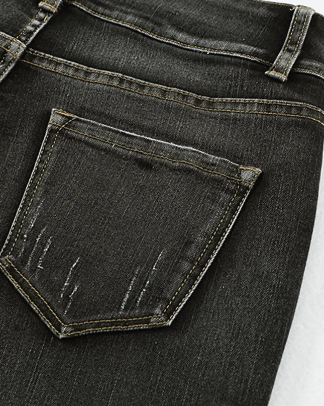High Waist Distressed Straight Leg Jeans - Sleekdenim.com