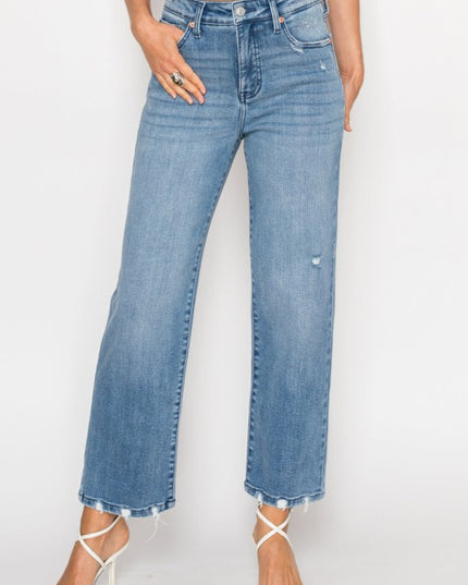 AT1088STMT - TUMMY CONTROL HIGH RISE STRAIGHT JEAN - Sleekdenim.com