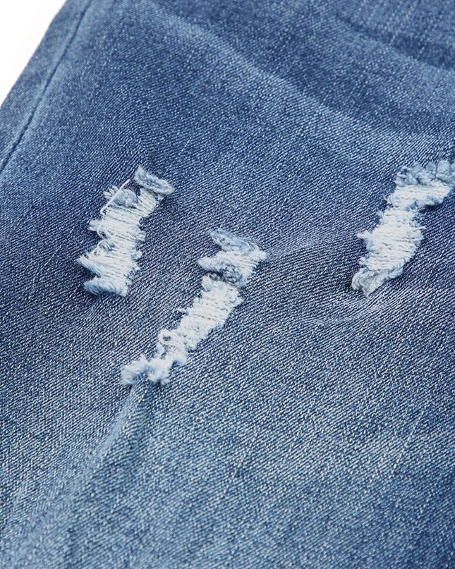 High Waist Distressed Straight Leg Jeans - Sleekdenim.com