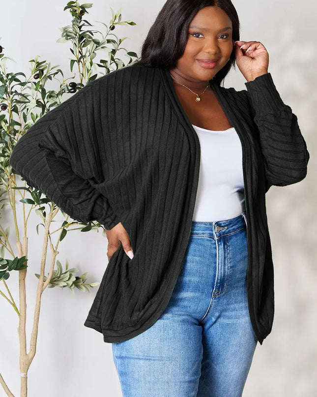 Basic Bae Full Size Ribbed Cocoon Cardigan - Sleekdenim.com
