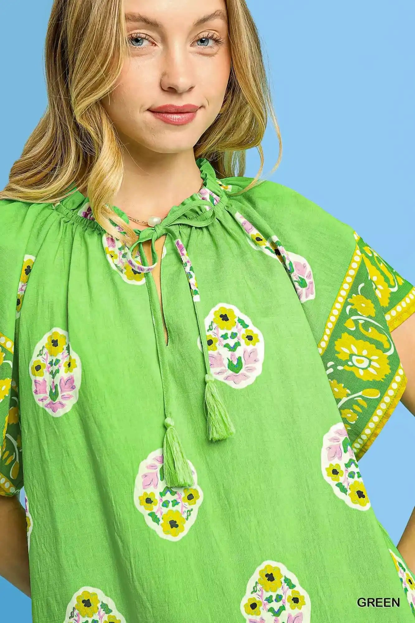 Umgee Boho Bloom Border Top - Sleekdenim.com