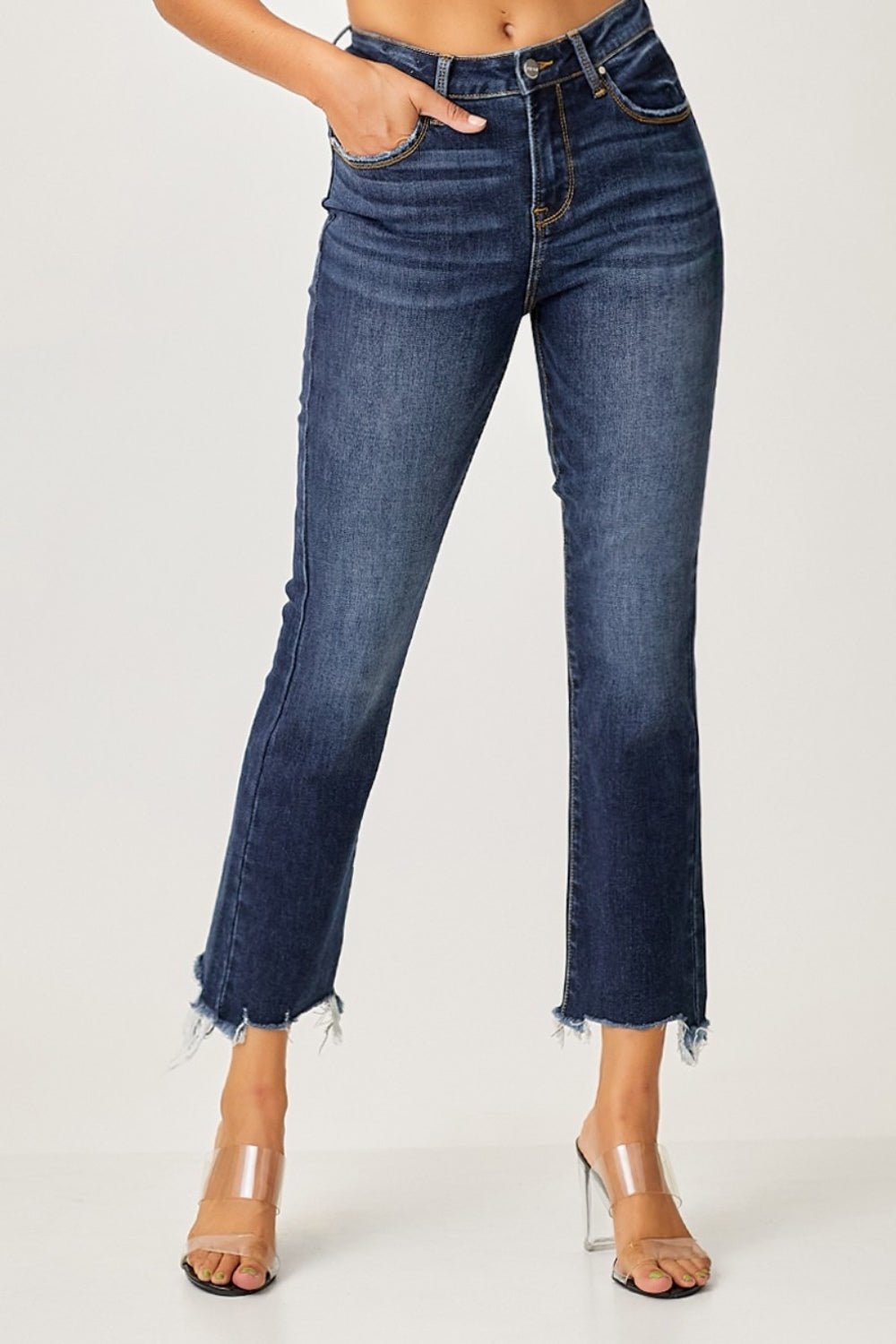 Risen Full Size Frayed Hem Cropped Straight Jeans | Sleekdenim.com