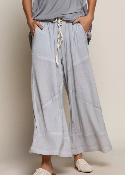 POL Elastic Waistband Wide Leg Pants with Drawstring - Sleekdenim.com