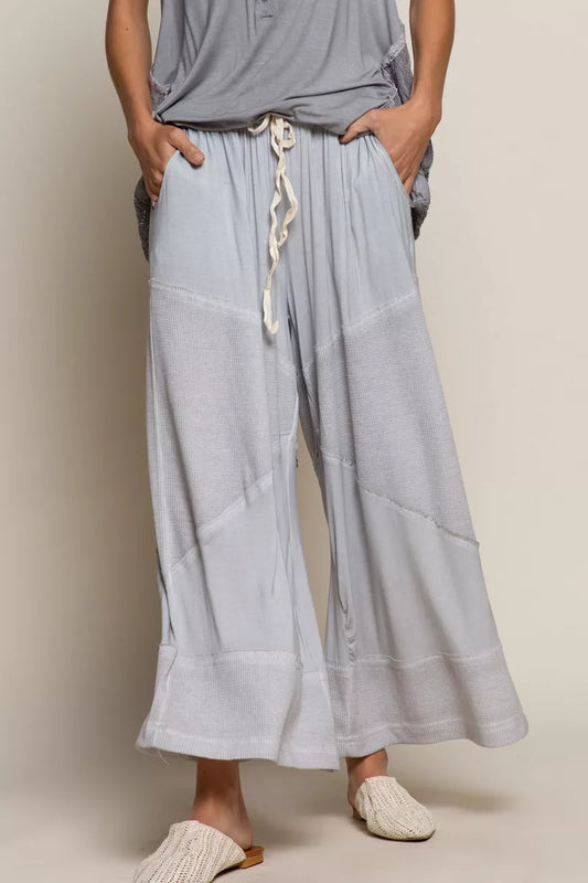 POL Elastic Waistband Wide Leg Pants with Drawstring - Sleekdenim.com