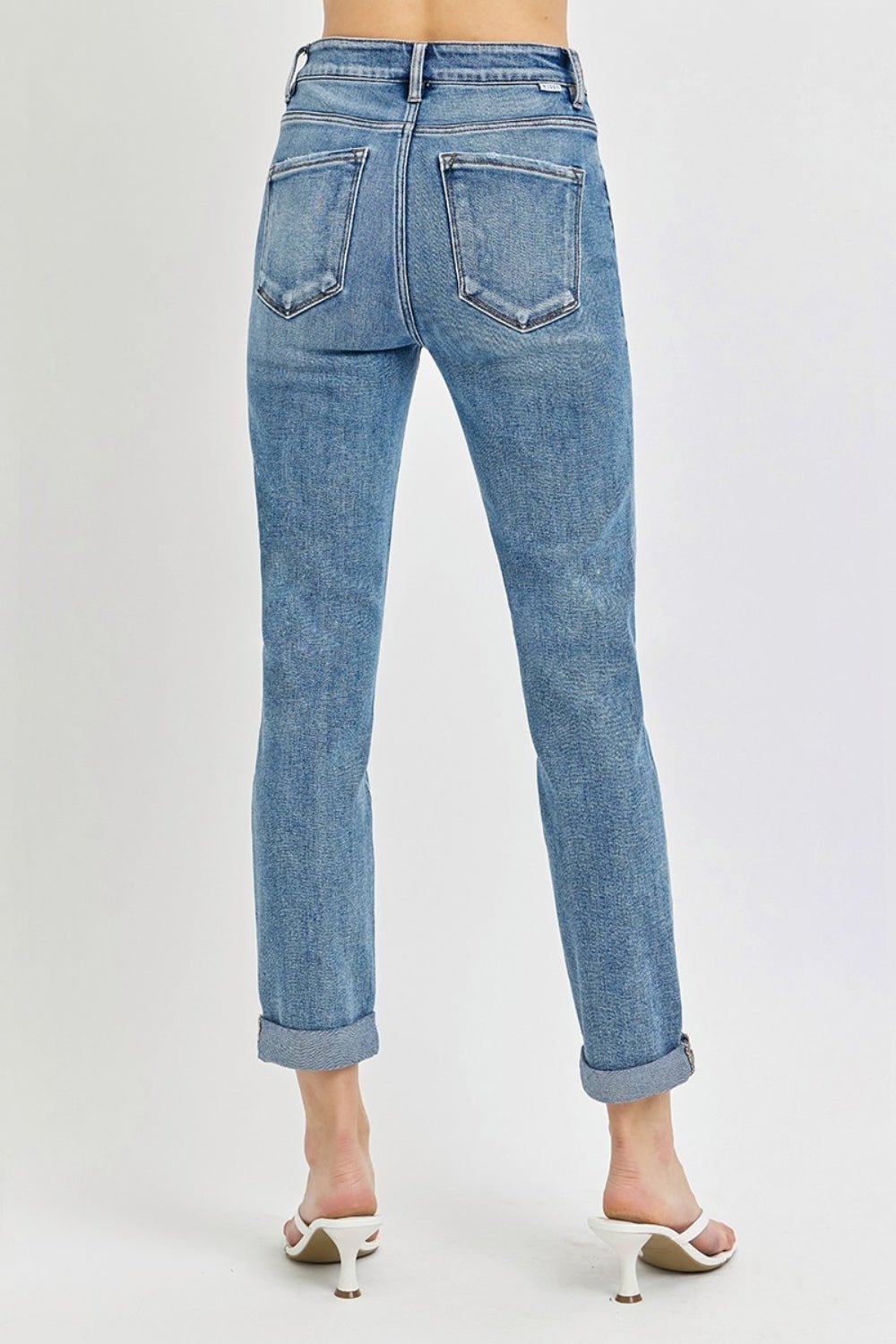 Risen Full Size High Rise Cropped Roll Up Jeans | Sleekdenim.com