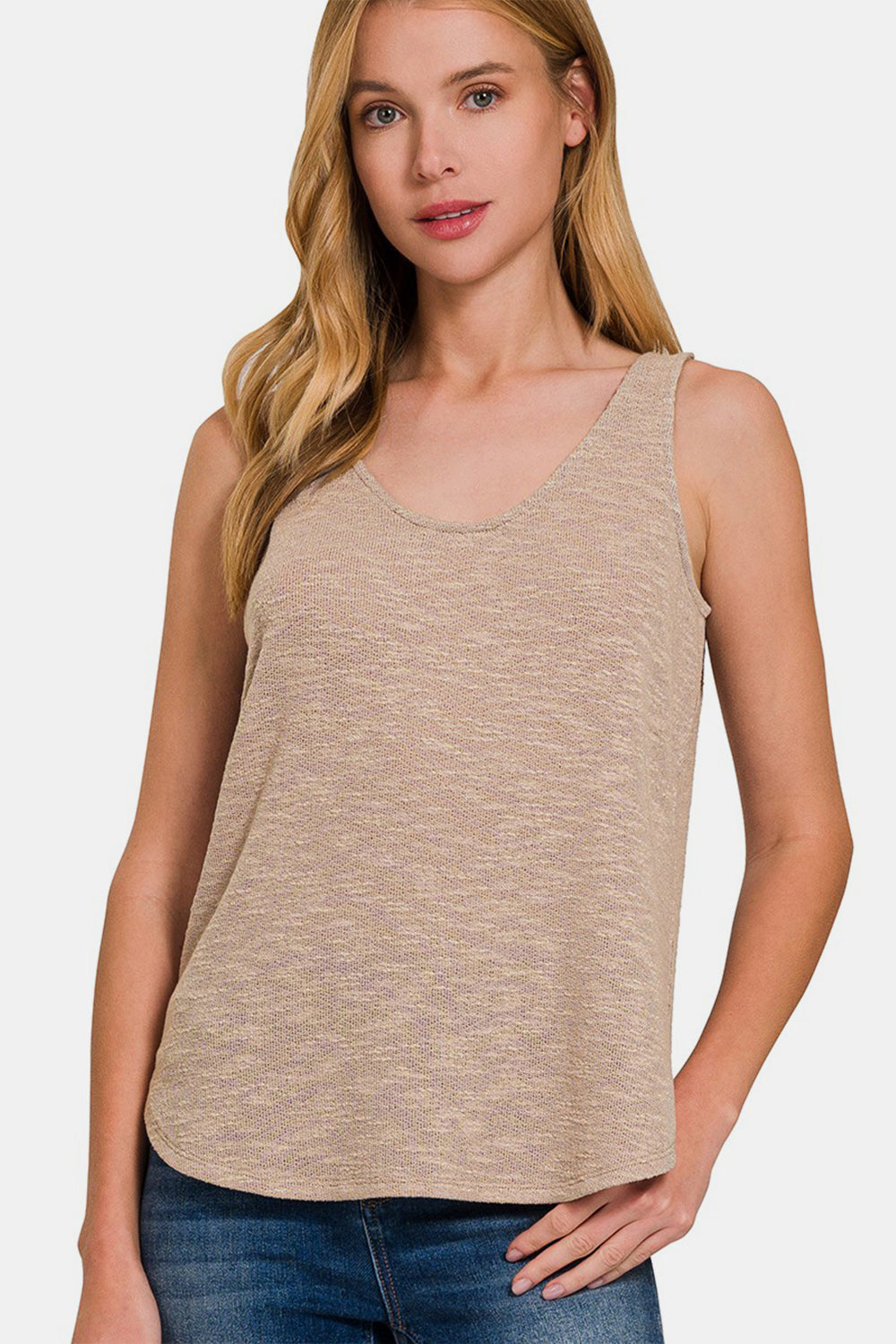 Zenana Curved Hem Round Neck Tank - Sleekdenim.com