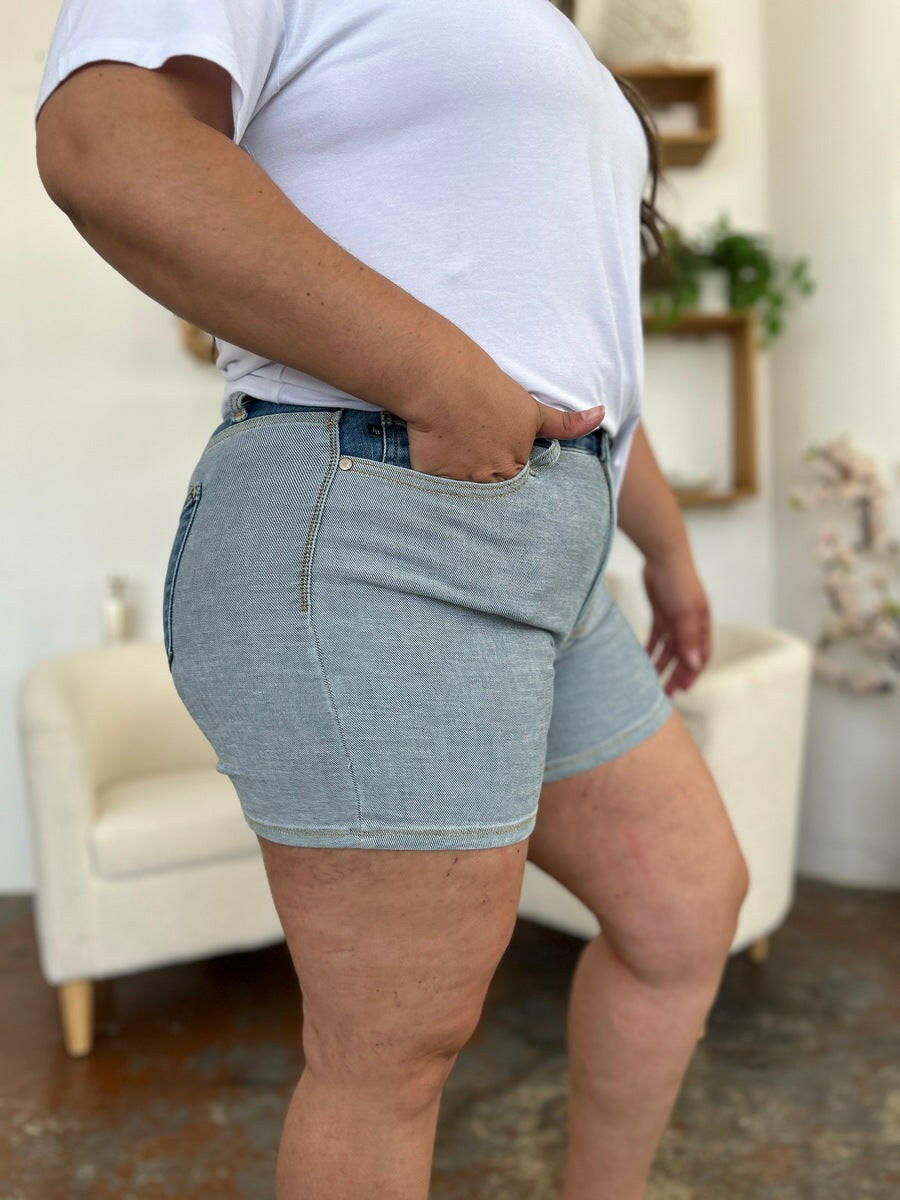 Judy Blue Full Size Color Block Denim Shorts | Sleekdenim.com