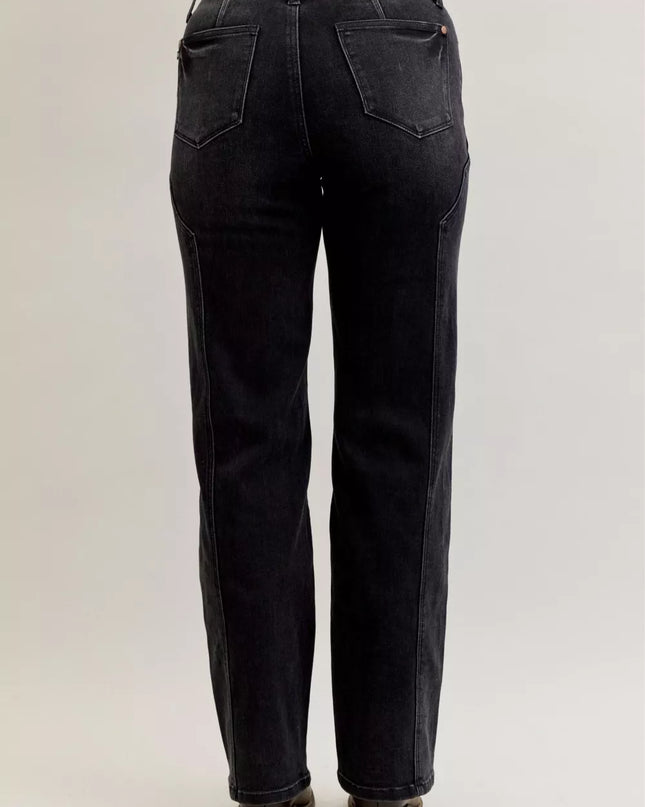 Judy Blue Mid Rise Straight Western Seam Detail Jeans - Sleekdenim.com