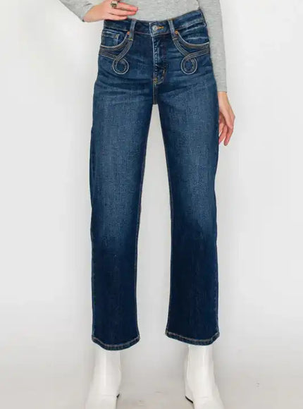 Artemis Vintage AT1029STD - High Rise Ankle Straight Jeans - Weste - Sleekdenim.com