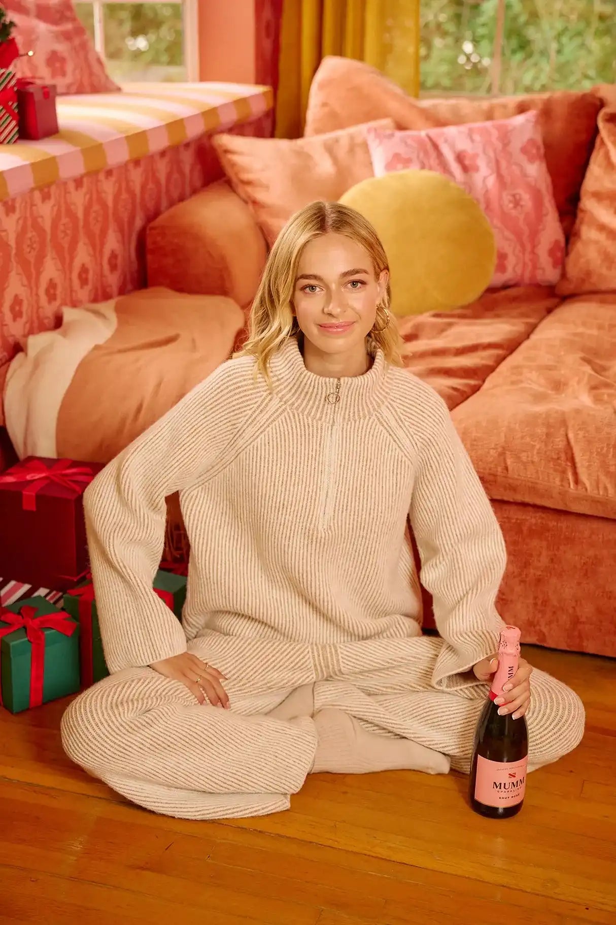 BiBi Two Tone Rib Texured Knit Collared Top with Zip Up - Sleekdenim.com