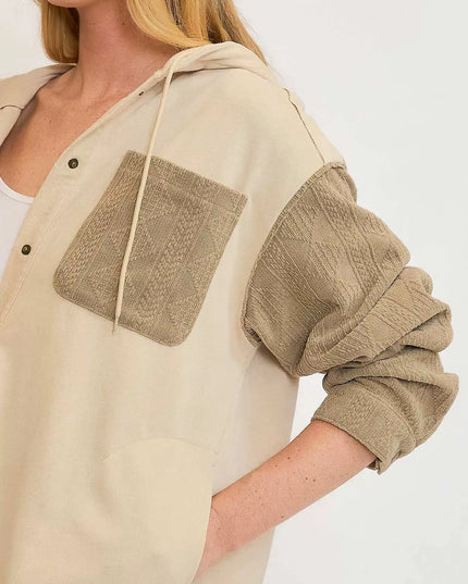 Umgee Washed French Terry Shacket - Sleekdenim.com