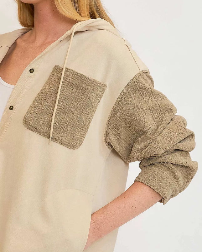 Umgee Washed French Terry Shacket - Sleekdenim.com