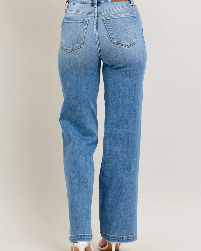 Judy Blue Full Size High Waist Straight Jeans Plus Size - Sleekdenim.com