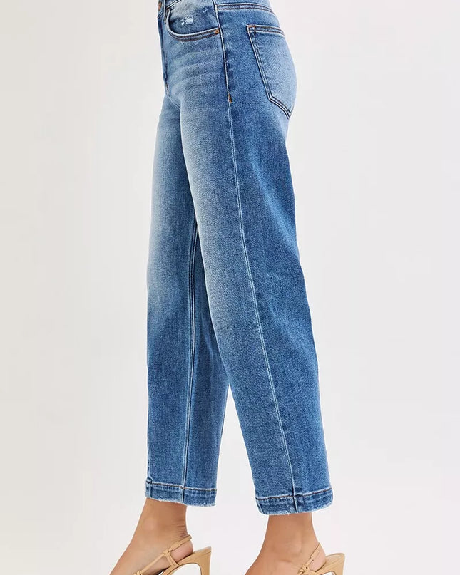 RISEN High Rise Crop Boyfriend Tapered Jeans - Sleekdenim.com