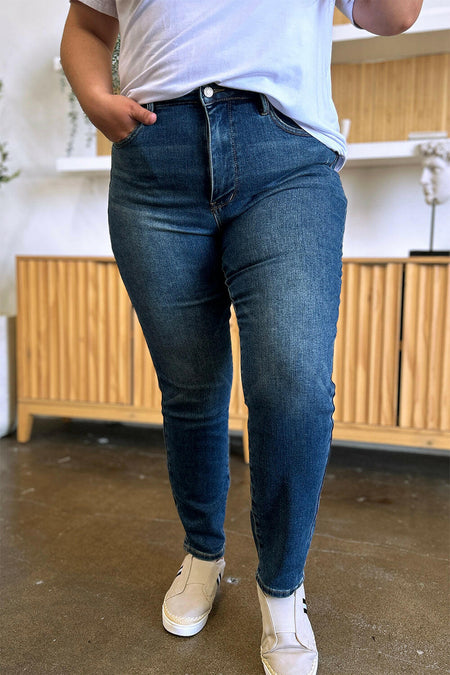 Judy Blue Full Size Tummy Control High Waist Slim Jeans | Sleekdenim.com