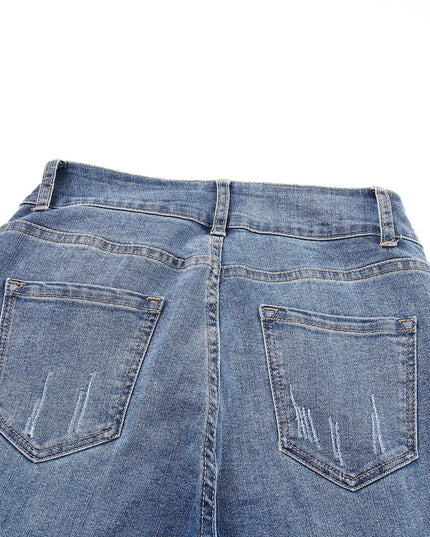 High Waist Distressed Straight Leg Jeans - Sleekdenim.com