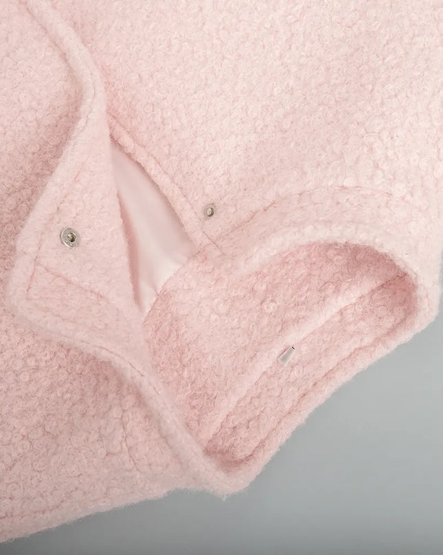 Double Take Plush Mock Neck Snap Down Jacket with Pockets - Sleekdenim.com