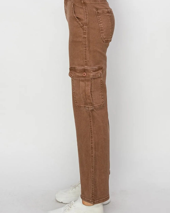 Risen Full Size High Rise Cargo Jeans - Sleekdenim.com