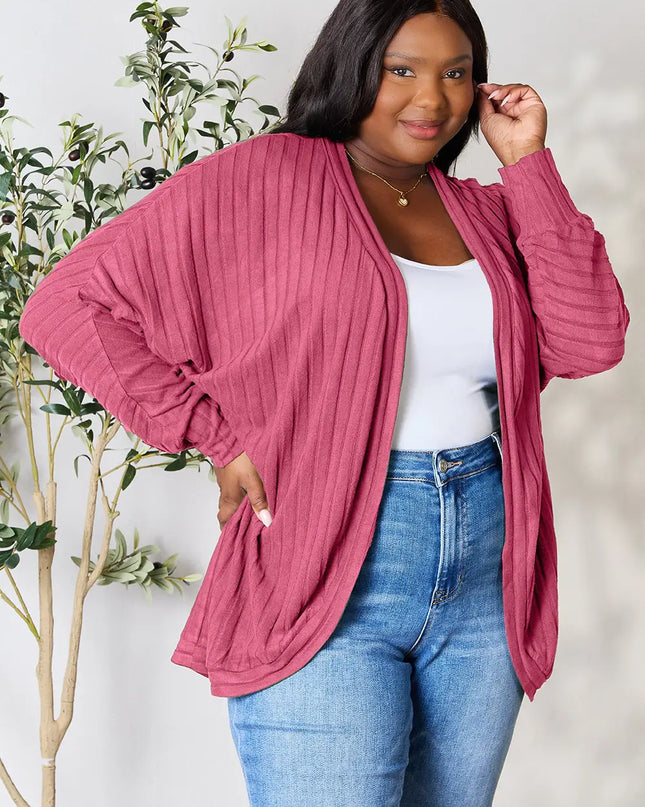 Basic Bae Full Size Ribbed Cocoon Cardigan - Sleekdenim.com