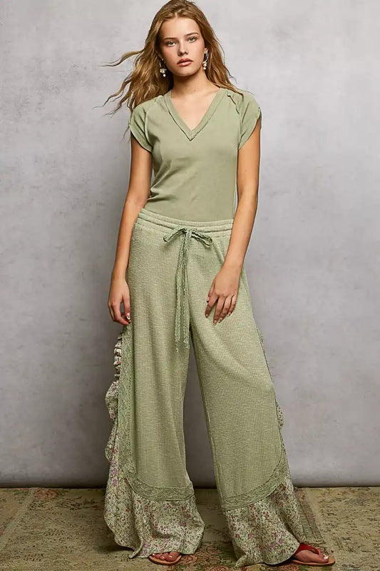 POL V-Neck Short Sleeve Washed T-Shirt with Outseam - Sleekdenim.com