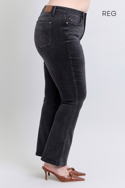 Judy Blue High Waist Tummy Control Black Bootcut Denim Jeans Regular Length  88787– Sleekdenim.com