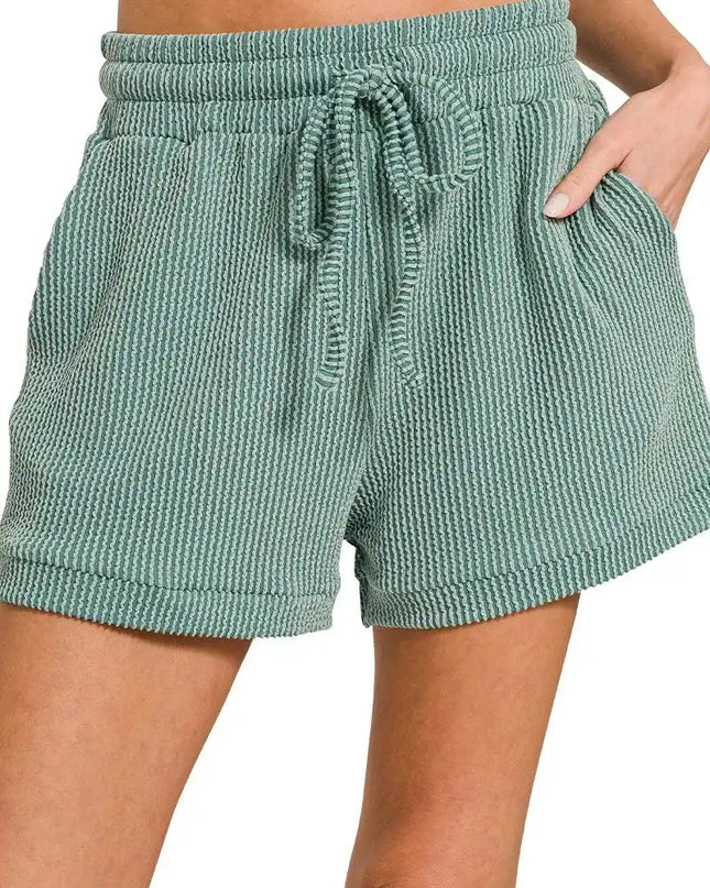 Zenana Raised Rib Cap Sleeve Top & Shorts Set - Sleekdenim.com