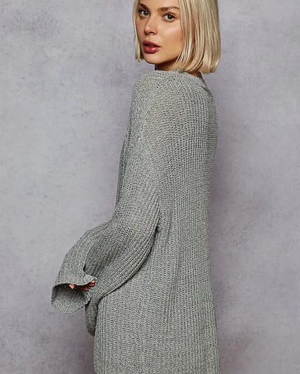 POL Oversized V-Neck Knit Top - Sleekdenim.com