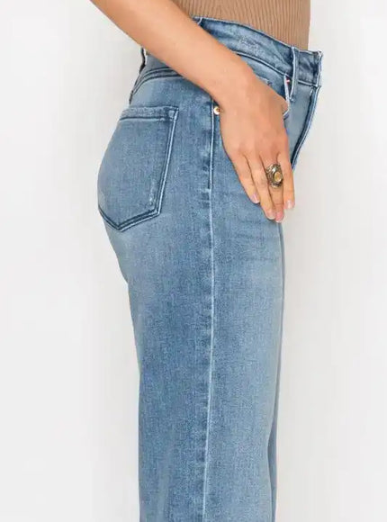 AT1088STMT - TUMMY CONTROL HIGH RISE STRAIGHT JEAN - Sleekdenim.com