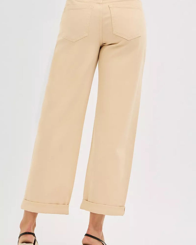 RISEN Tummy Control Mid Rise Ankle Barrel Relaxed Baggy - Sleekdenim.com