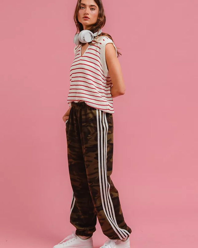 BiBi Side Lines Camouflage Track Pants - Sleekdenim.com