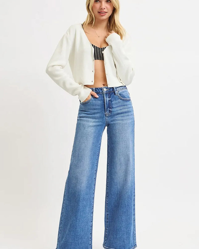 RISEN Full Size High Rise Wide Leg Jeans Plus Size - Sleekdenim.com