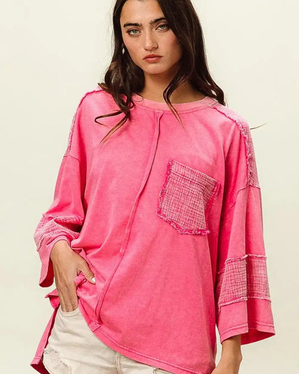 BiBi High-Low Washed T-Shirt - Sleekdenim.com