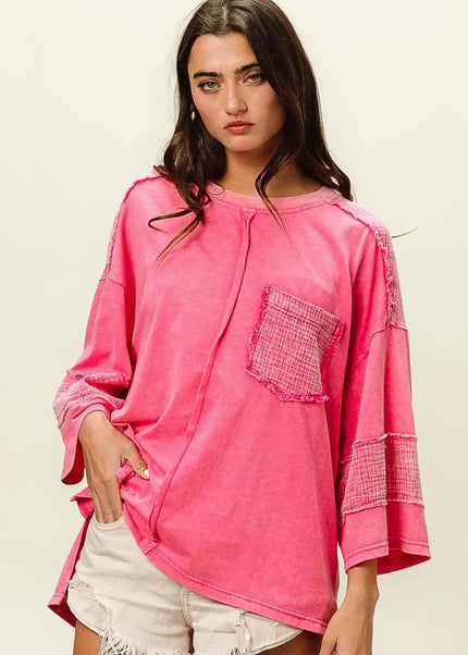 BiBi High-Low Washed T-Shirt - Sleekdenim.com