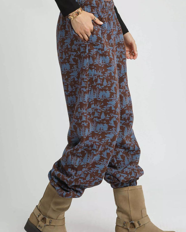 Umgee Scenic Print Casual Sweatpants - Sleekdenim.com
