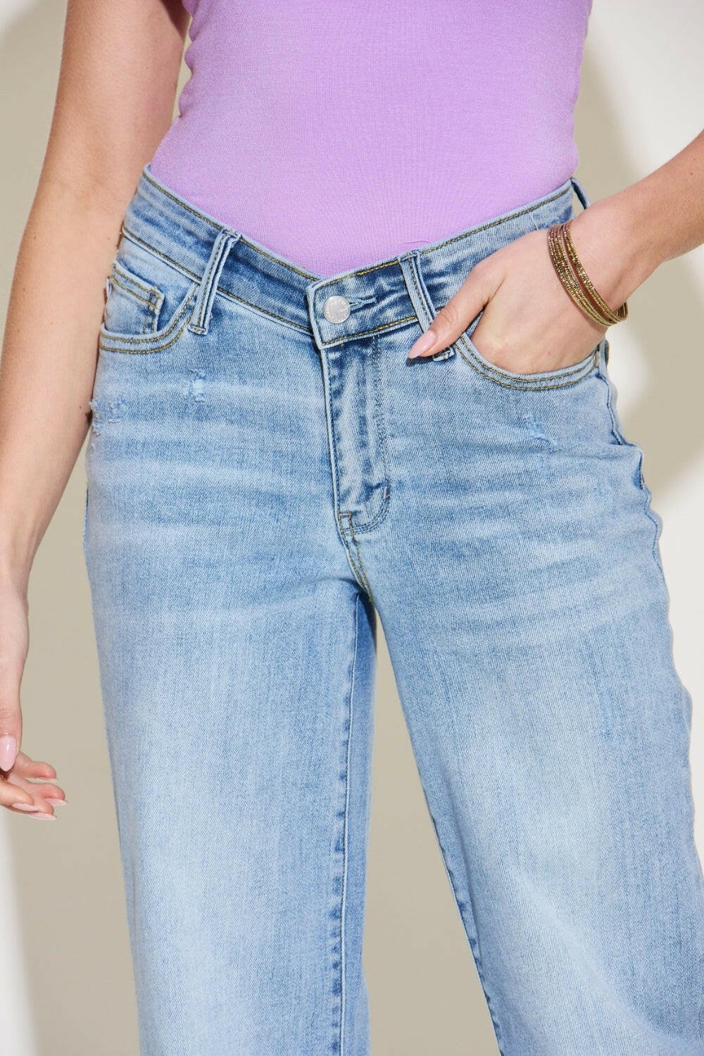 Judy Blue Full Size V Front Waistband Straight Jeans | Sleekdenim.com