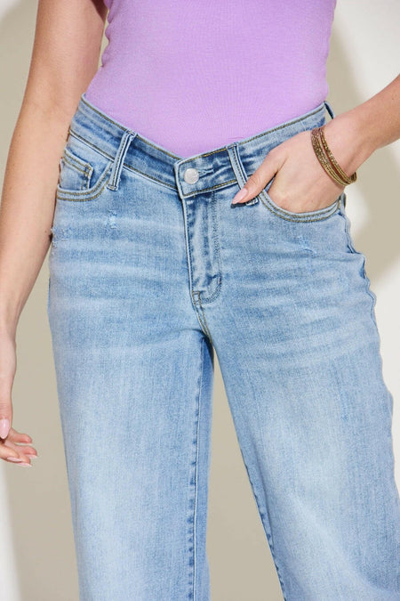 Judy Blue Full Size V Front Waistband Straight Jeans | Sleekdenim.com