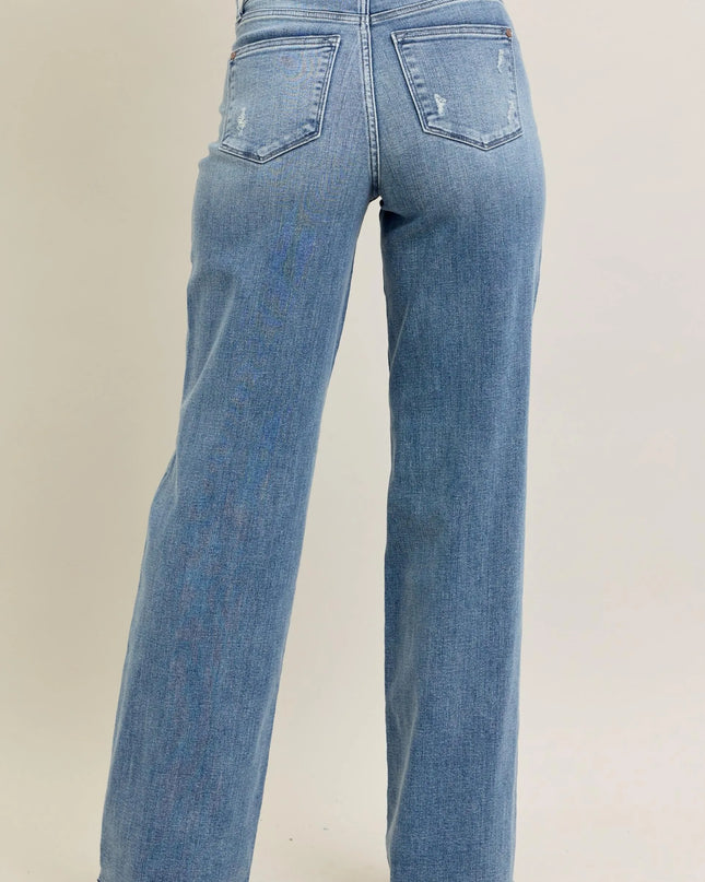 Judy Blue Full Size V - Front Baggy Jeans Plus Size - Sleekdenim.com