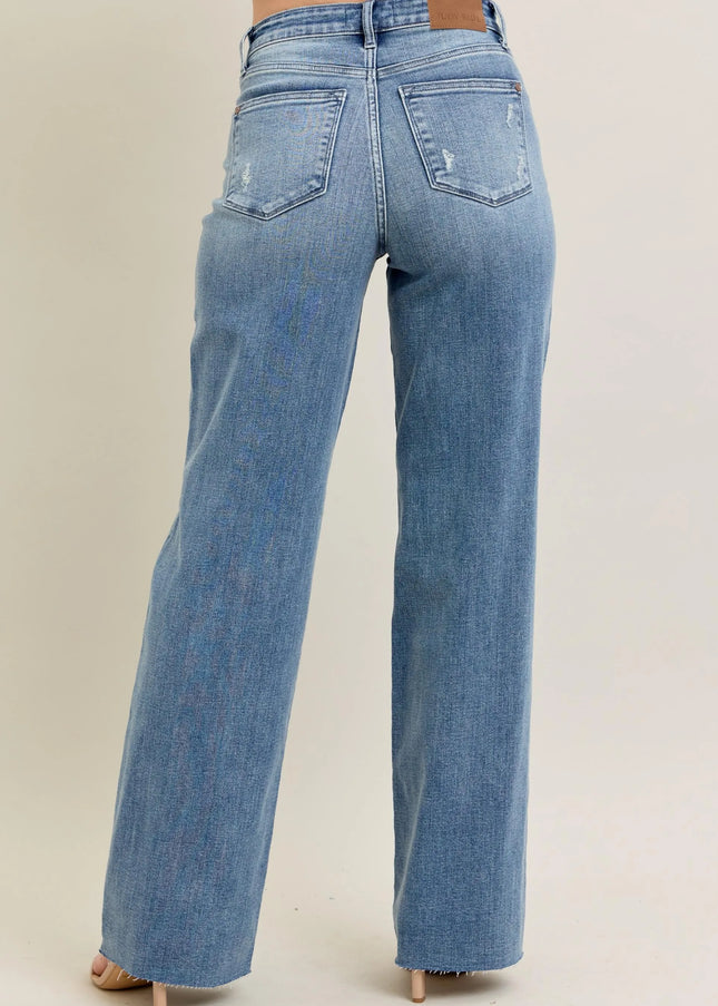 Judy Blue Full Size V - Front Baggy Jeans Plus Size - Sleekdenim.com