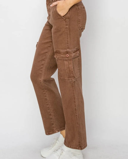 Risen Full Size High Rise Cargo Jeans - Sleekdenim.com