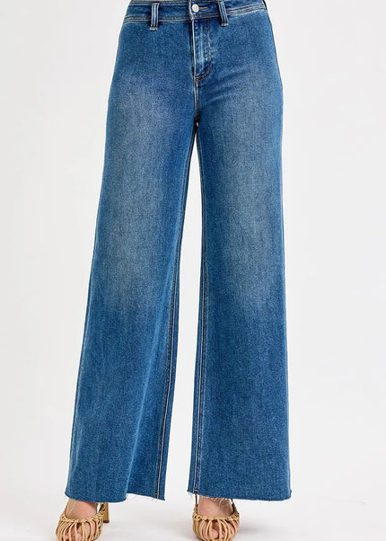 RISEN High-Waisted Wide Leg Jeans - Sleekdenim.com
