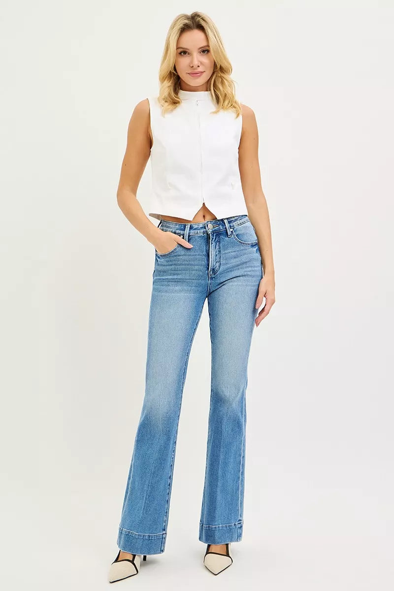 RISEN Tummy Control 4 Way Stretch Mid Rise Flare Jeans PF21652
